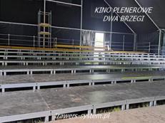 Budowa widowni na festiwal Dwa Brzegi Kazimierz Dolny, Kino w plenerze pod zadaszeniem w hali